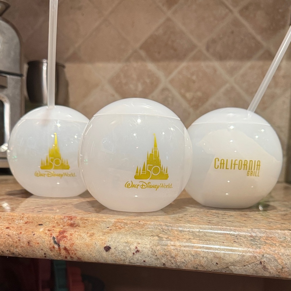 Disney White and Gold Sipper Trio 50 Anniversary